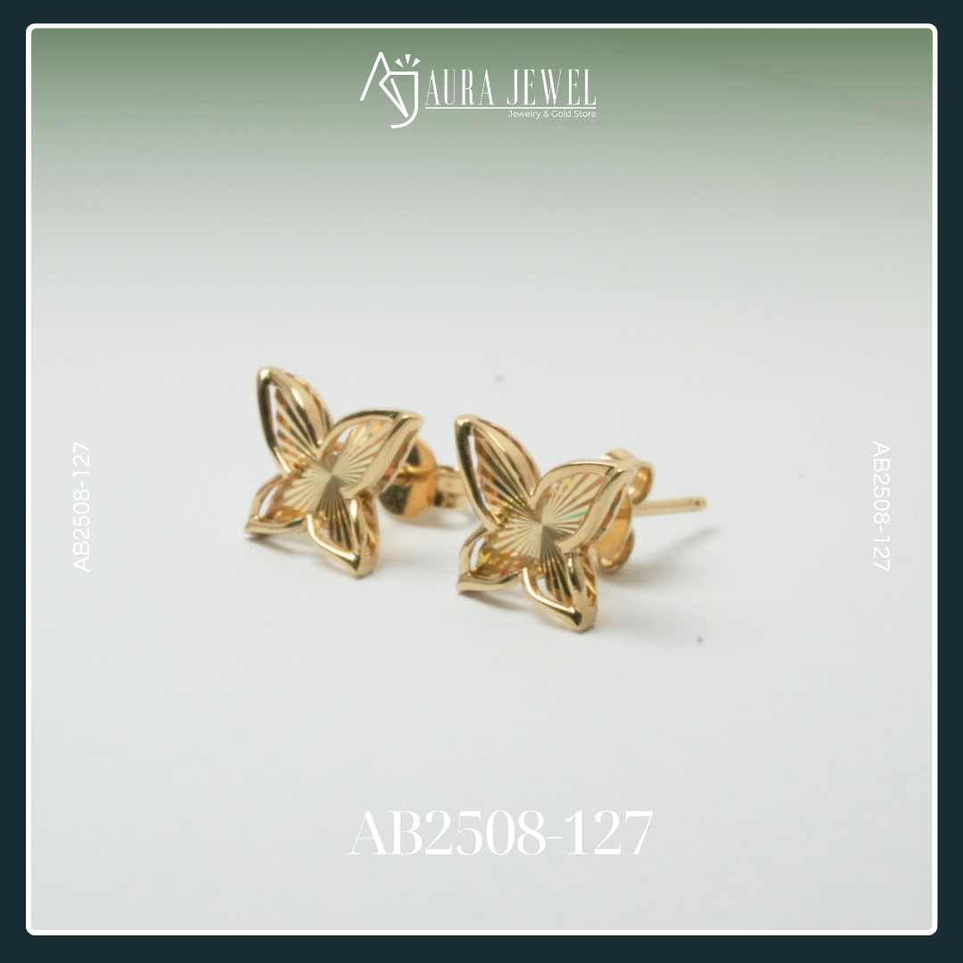 18K BUTTERFLY GOLD EARRINGS - Image 2