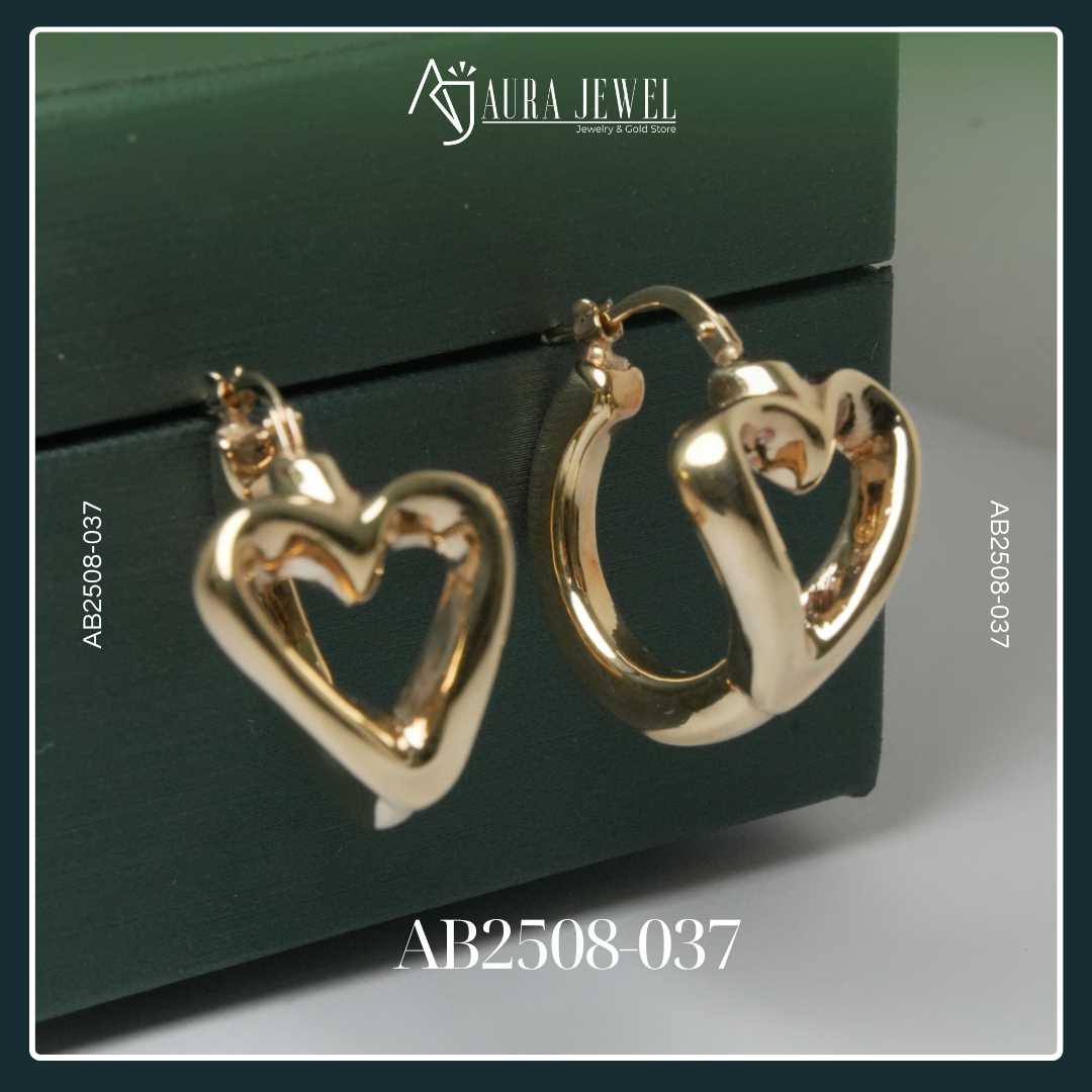 18K HEART GOLD EARRINGS - Image 4