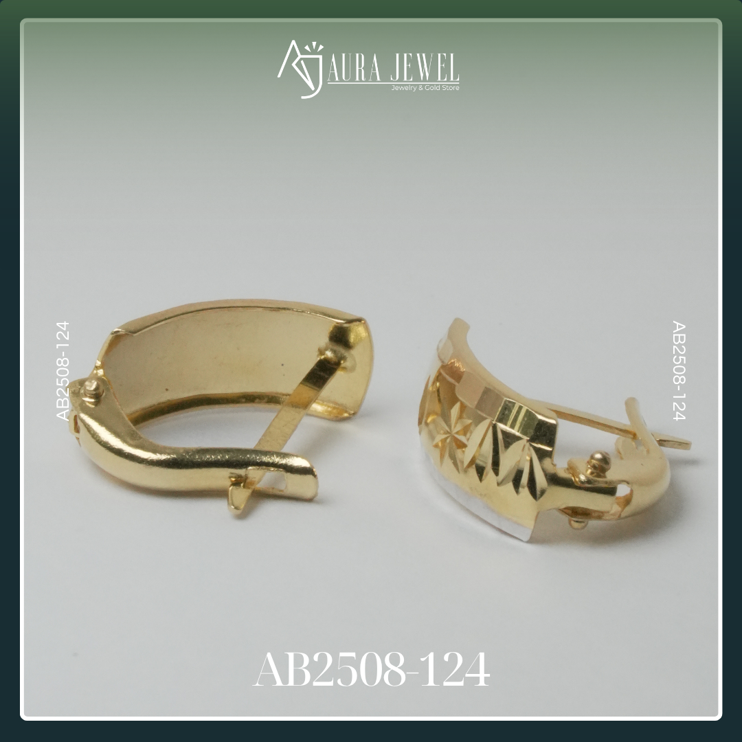 18K TWO-TONE CLIP GOLD EARRINGS - Image 3