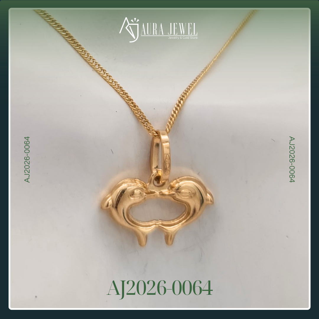 18K DOLPHIN GOLD CHAIN WITH PENDANT - Image 2