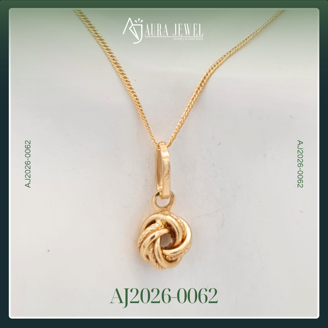 18K KNOT GOLD CHAIN WITH PENDANT - Image 2