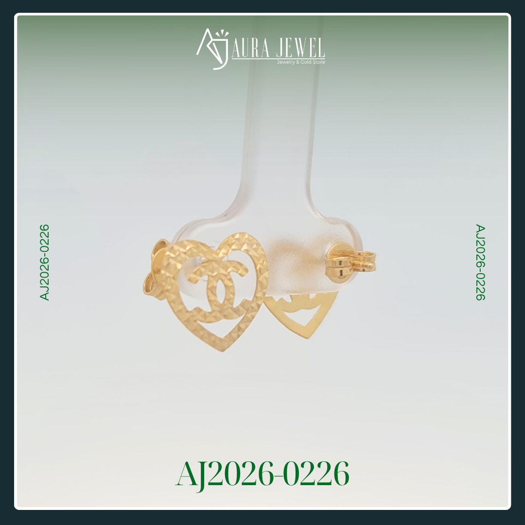 18K HEART GOLD EARRINGS - Image 2