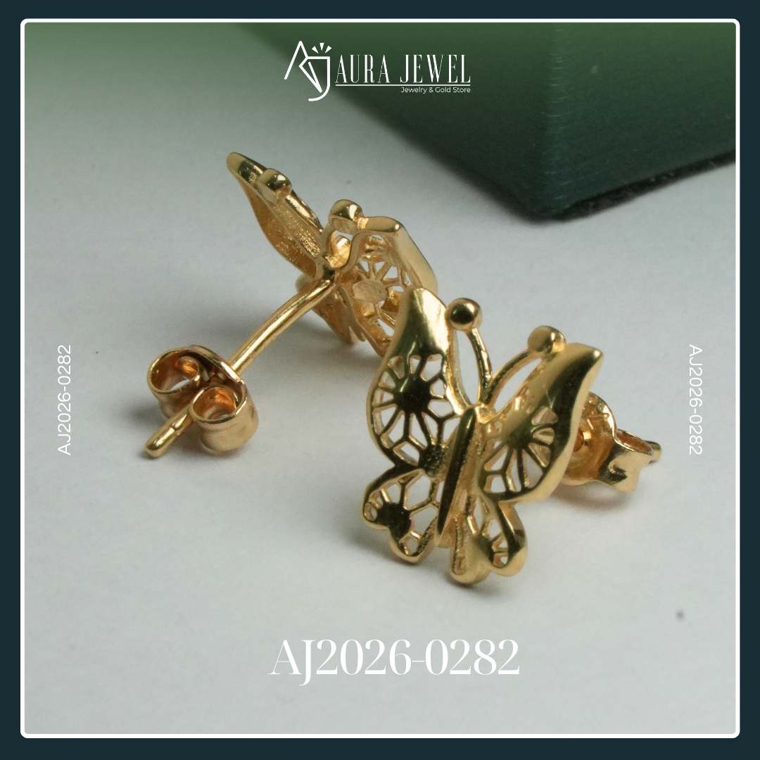 18K BUTTERFLY GOLD EARRINGS - Image 4