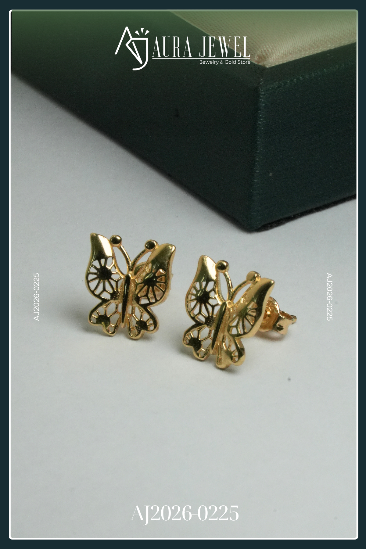 18K BUTTERFLY GOLD EARRINGS - Image 2