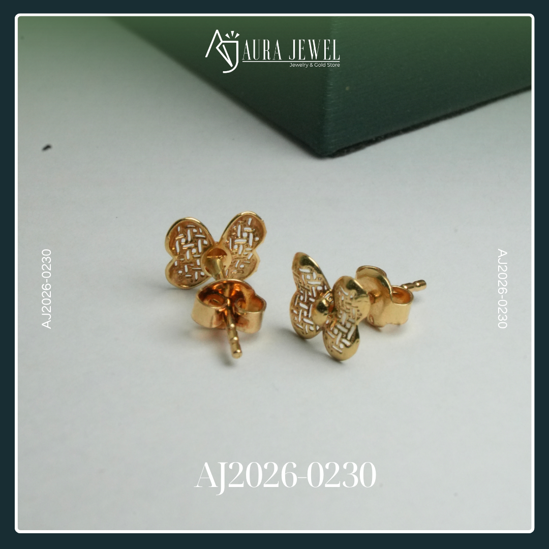 18K BUTTERFLY GOLD EARRINGS - Image 2