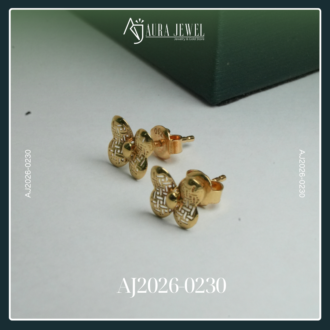 18K BUTTERFLY GOLD EARRINGS - Image 3