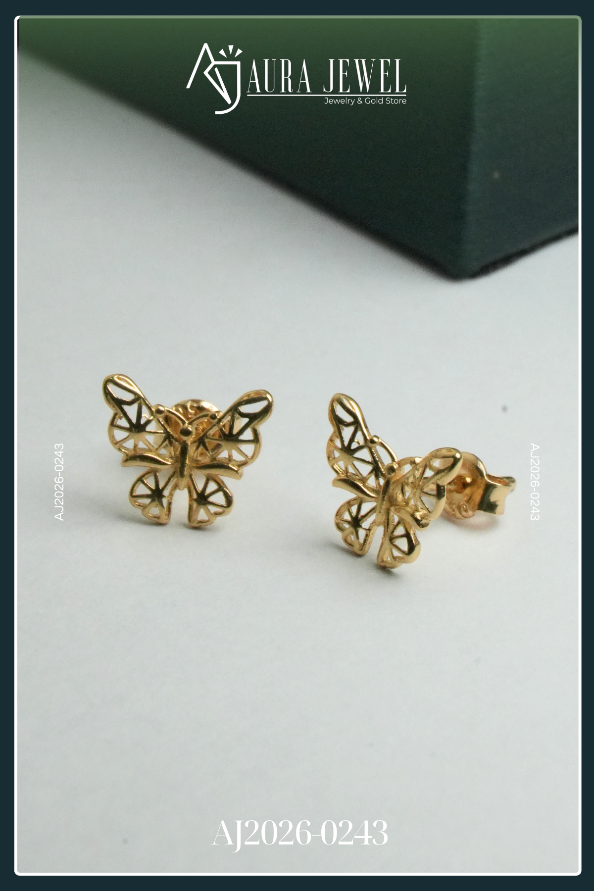 18K BUTTERFLY GOLD EARRINGS - Image 2