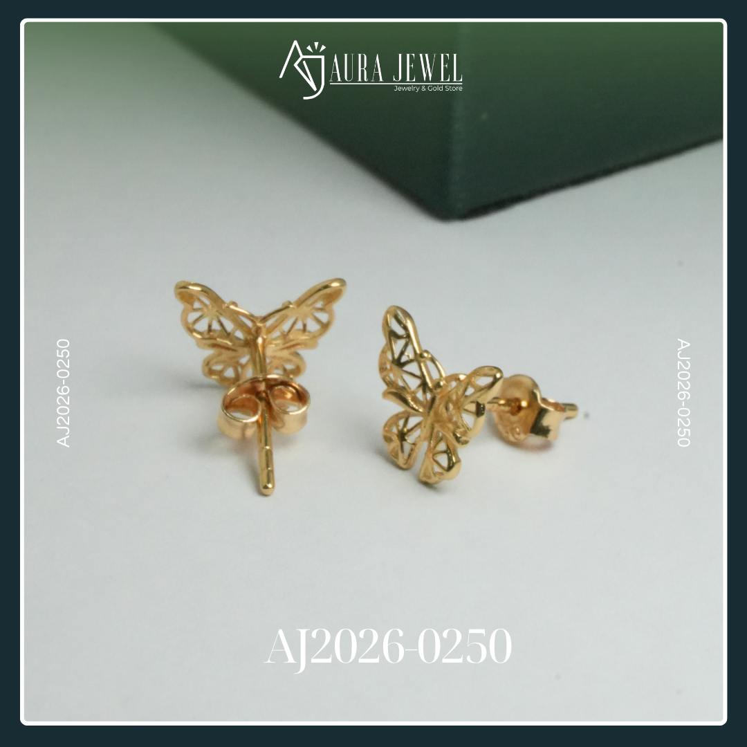 18K BUTTERFLY GOLD EARRINGS - Image 5