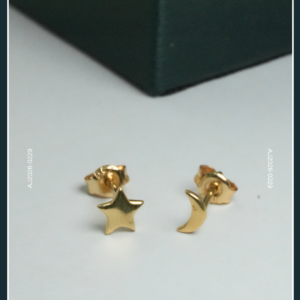 18K STAR AND MOON STUD EARRINGS