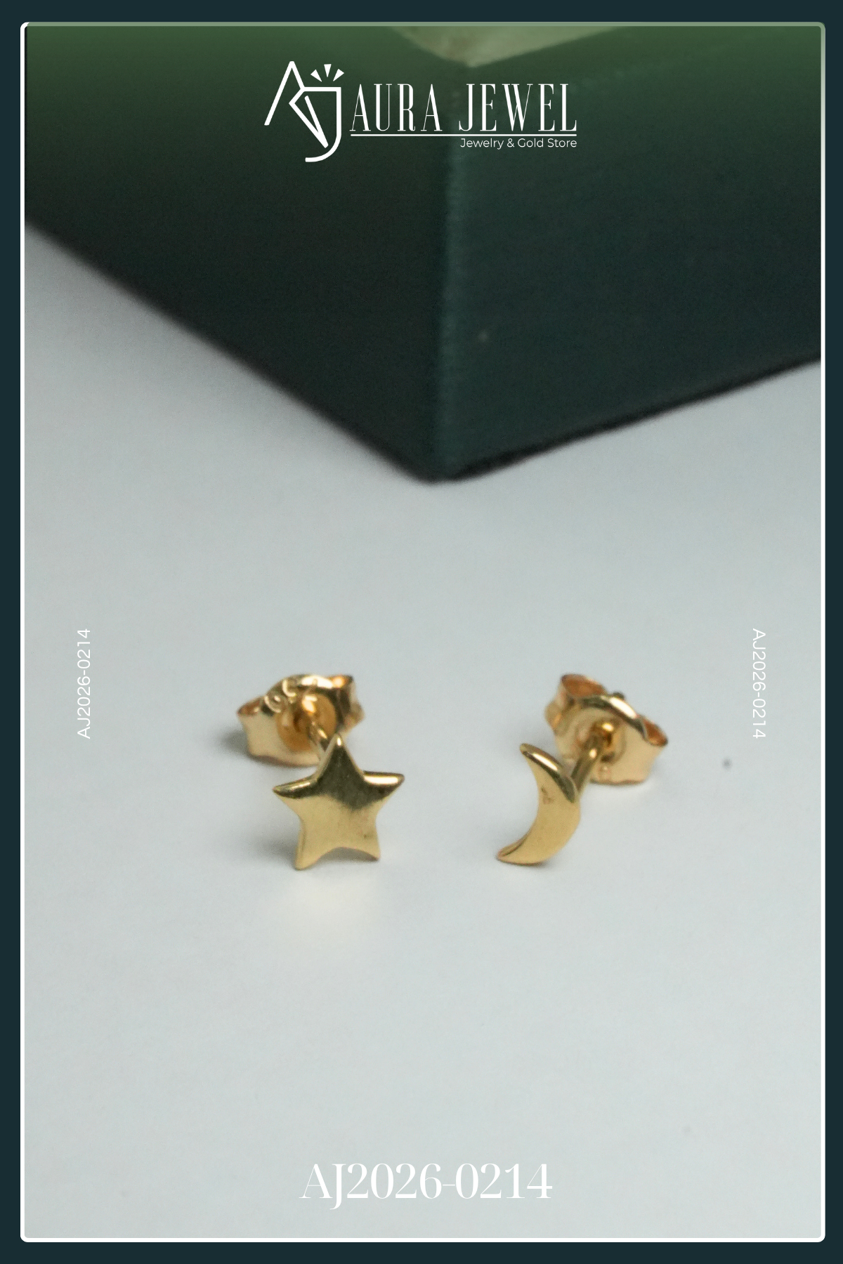 18K STAR AND MOON GOLD EARRINGS - Image 4