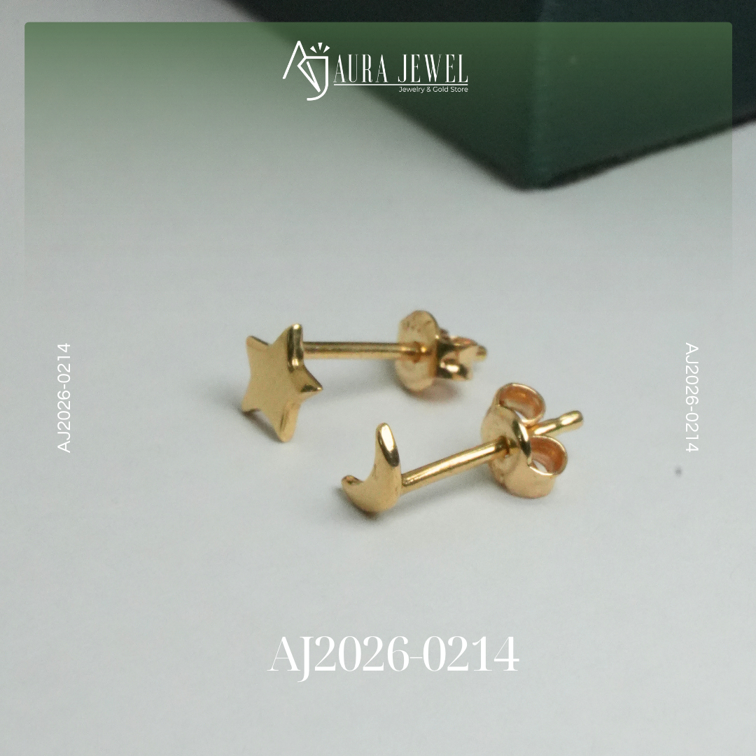 18K STAR AND MOON GOLD EARRINGS - Image 6