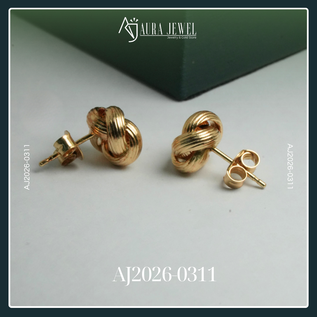 18K KNOT GOLD EARRINGS - Image 2