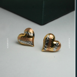 18K TRI-COLOR HEART GOLD EARRINGS