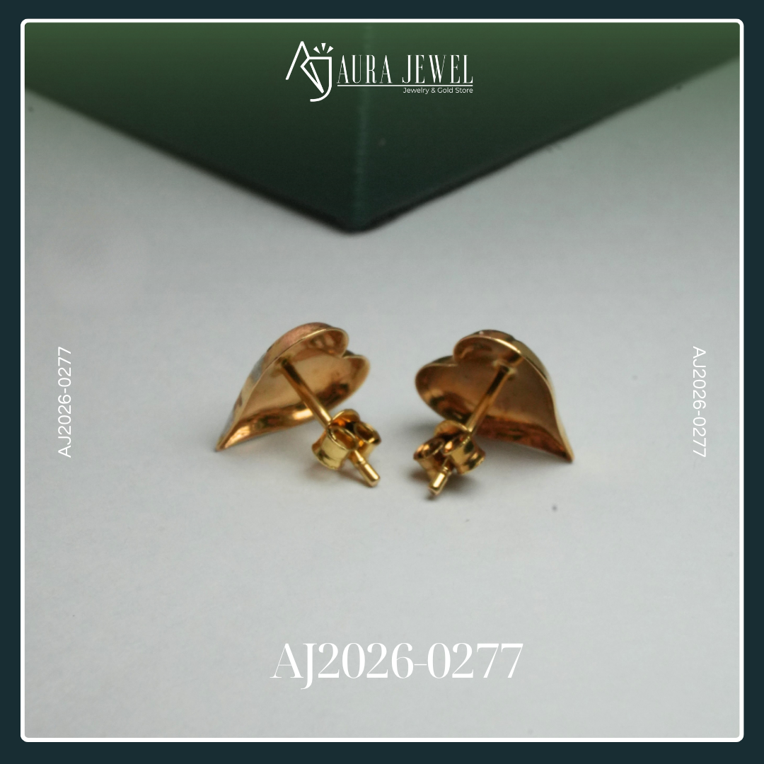 18K TRI-COLOR HEART GOLD EARRINGS - Image 3