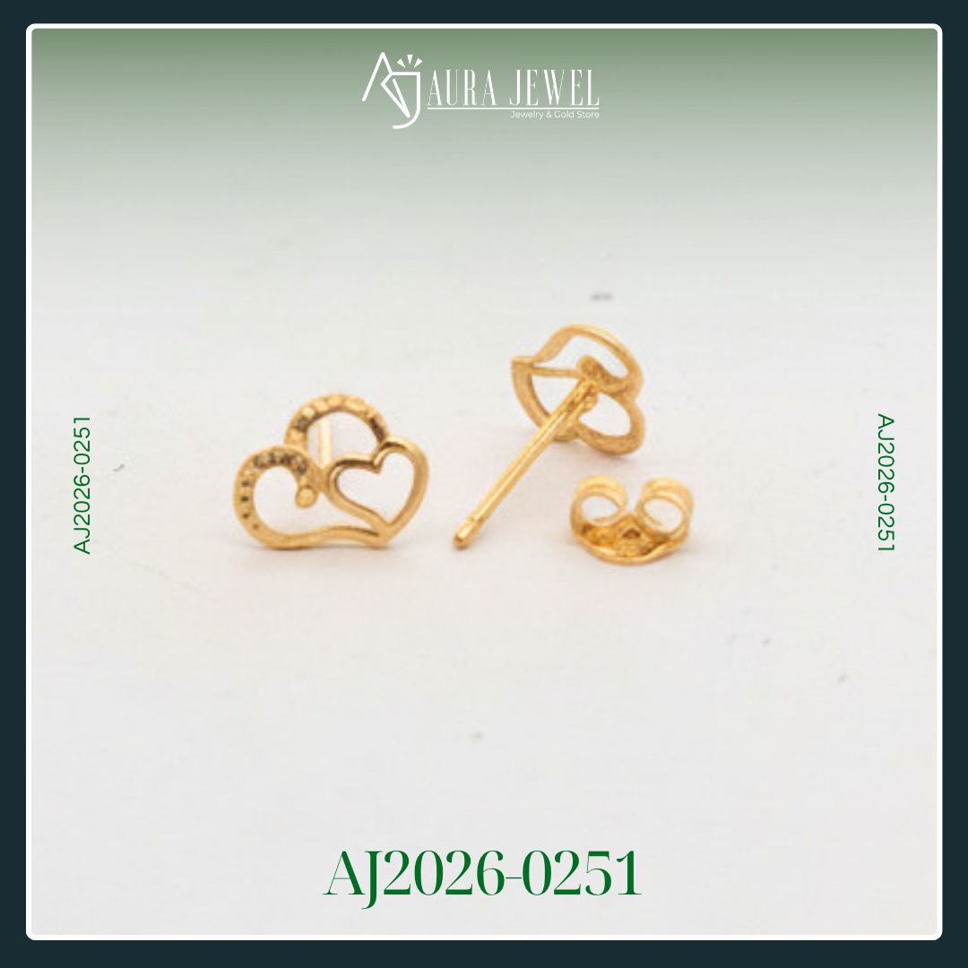 18K HEART GOLD EARRINGS - Image 2