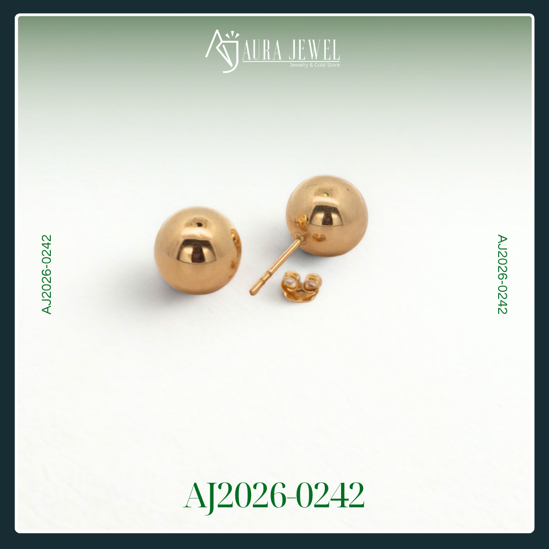 18K CHUNKY BALL GOLD EARRINGS - Image 2