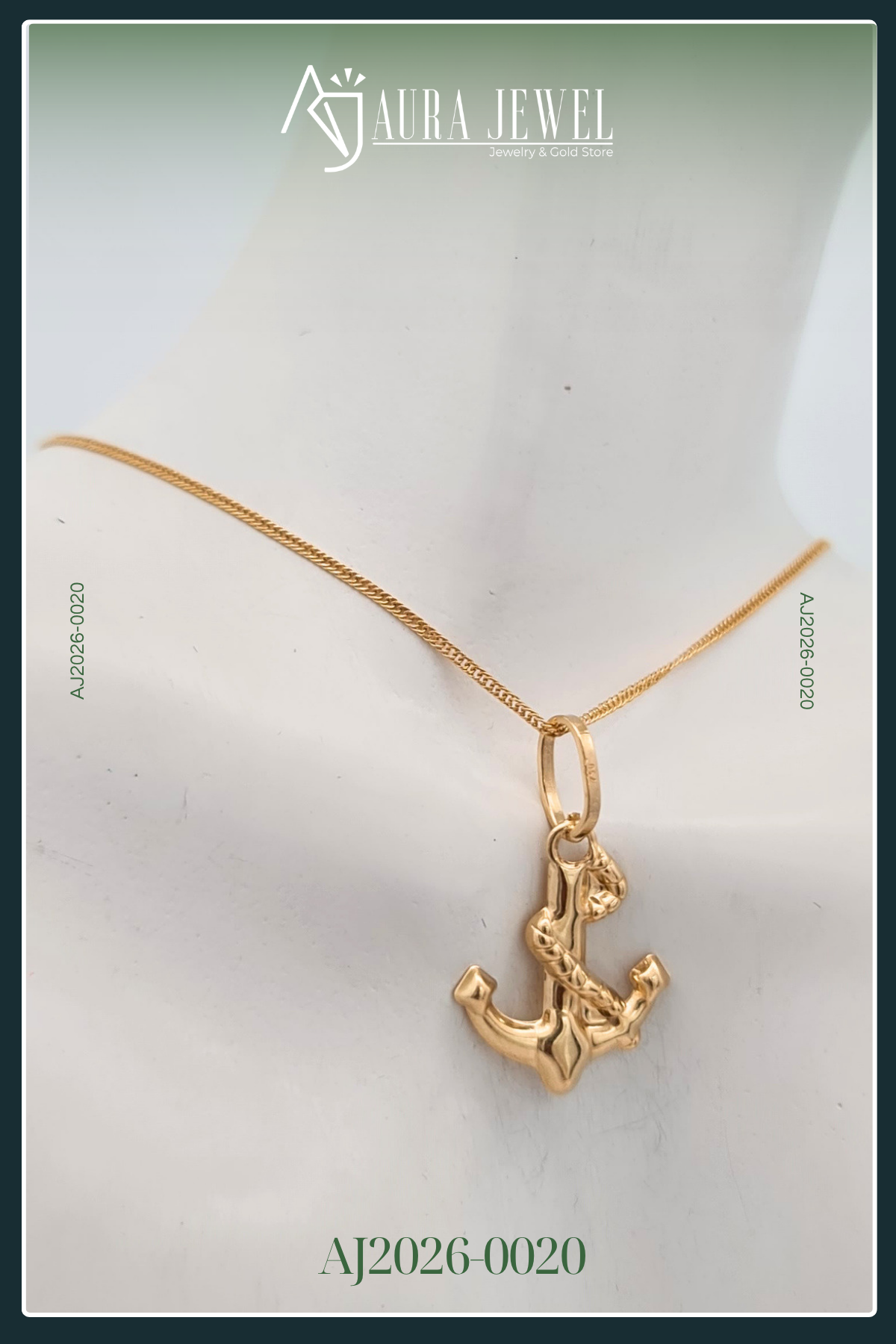 18K ANCHOR GOLD CHAIN WITH PENDANT