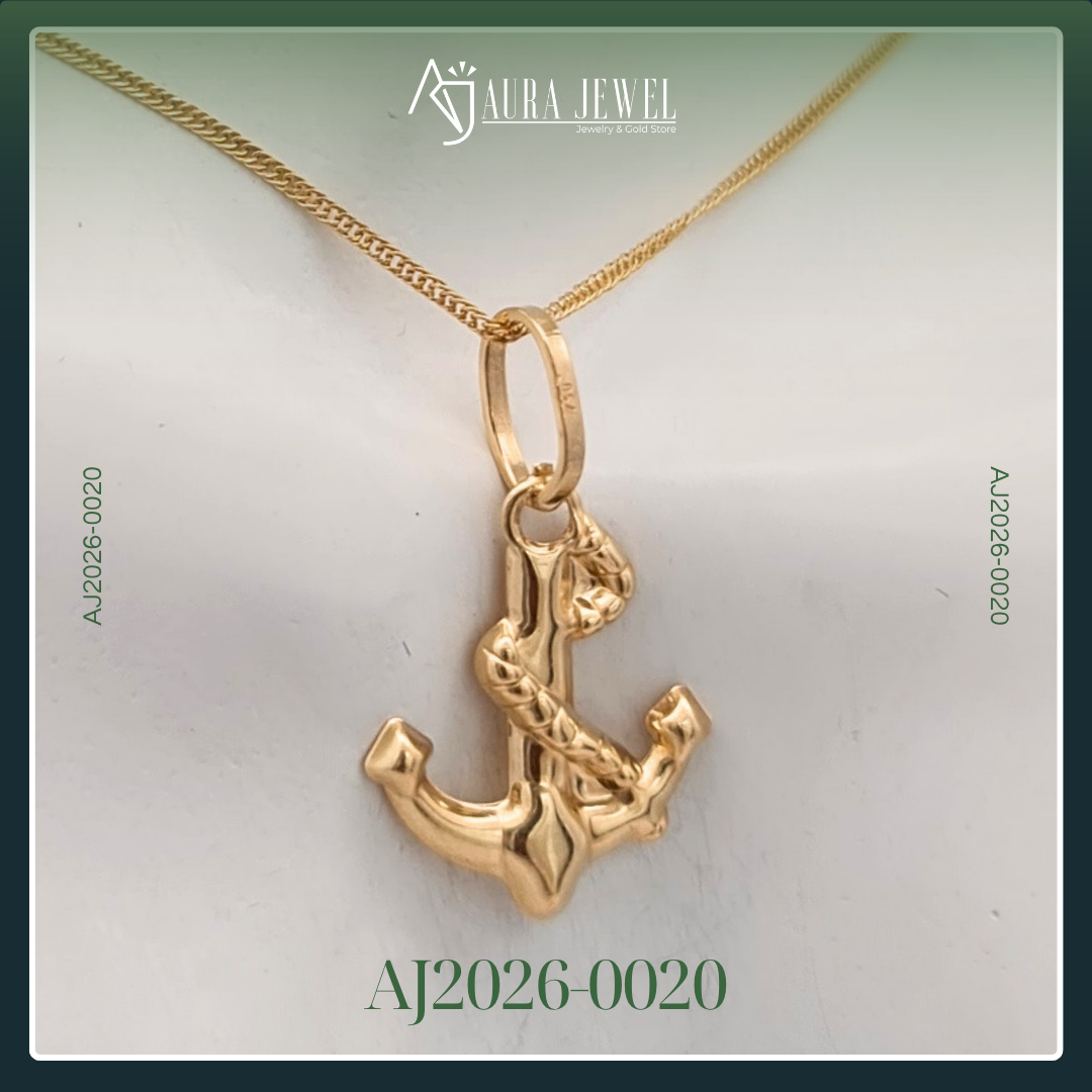 18K ANCHOR GOLD CHAIN WITH PENDANT - Image 2