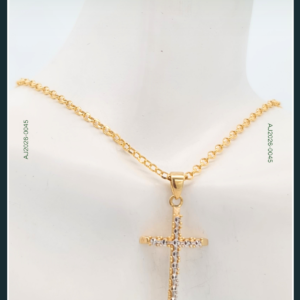 18K TWO TONE CROSS CHAIN WITH PENDANT