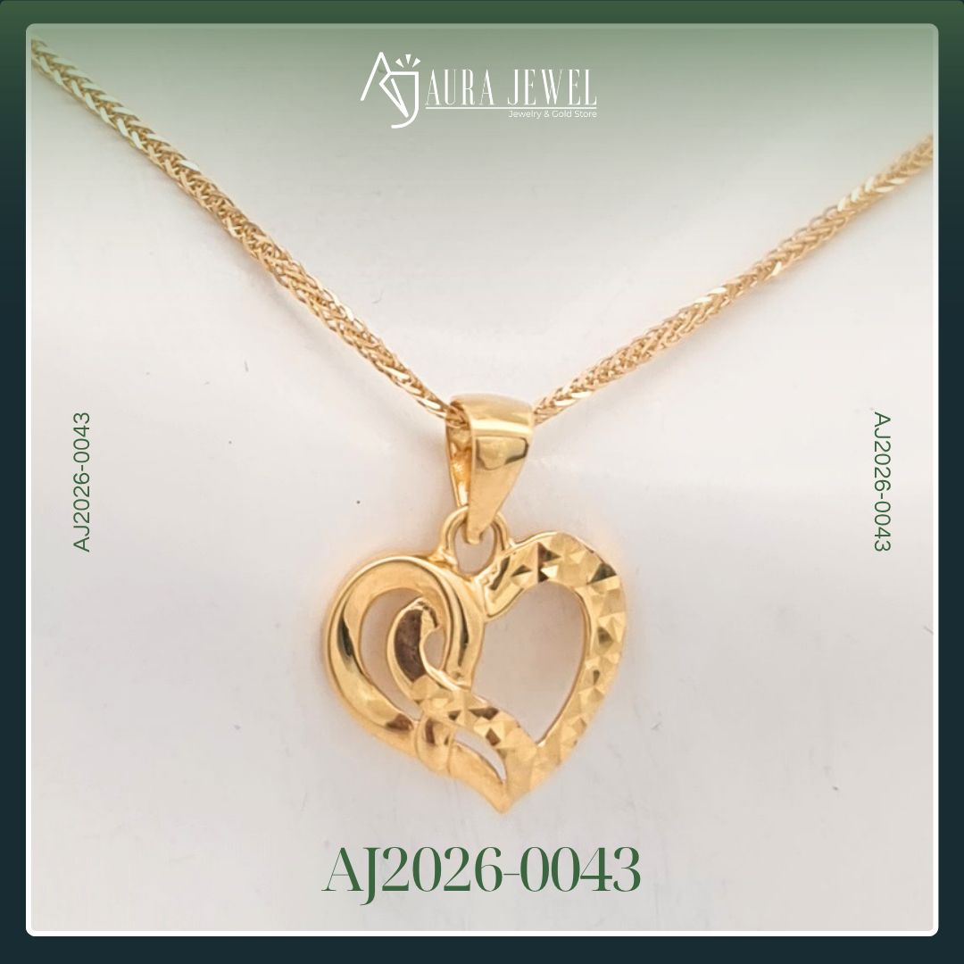 18K HEART GOLD CHAIN WITH PENDANT - Image 2