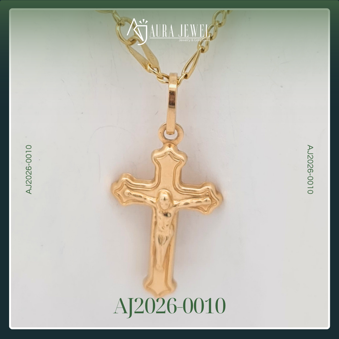 18K CRUCIFIX GOLD CHAIN WITH PENDANT - Image 2