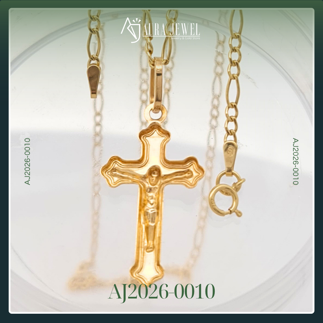 18K CRUCIFIX GOLD CHAIN WITH PENDANT - Image 3