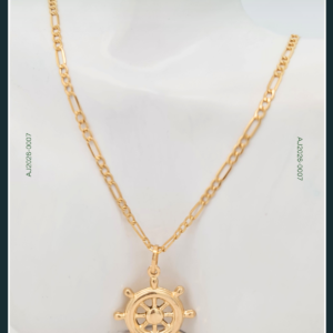 18K ANCHOR WHEEL GOLD CHAIN WITH PENDANT