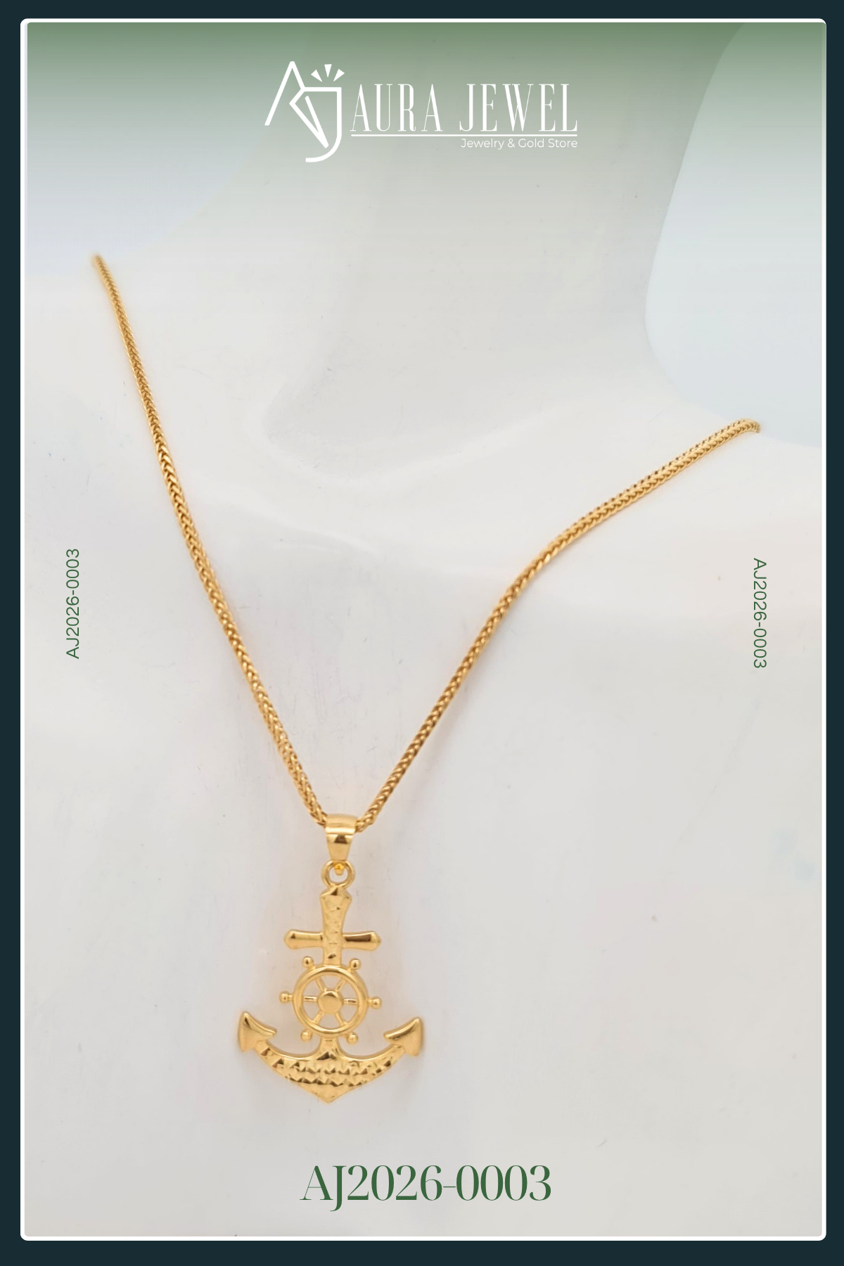 18K ANCHOR GOLD CHAIN WITH PENDANT
