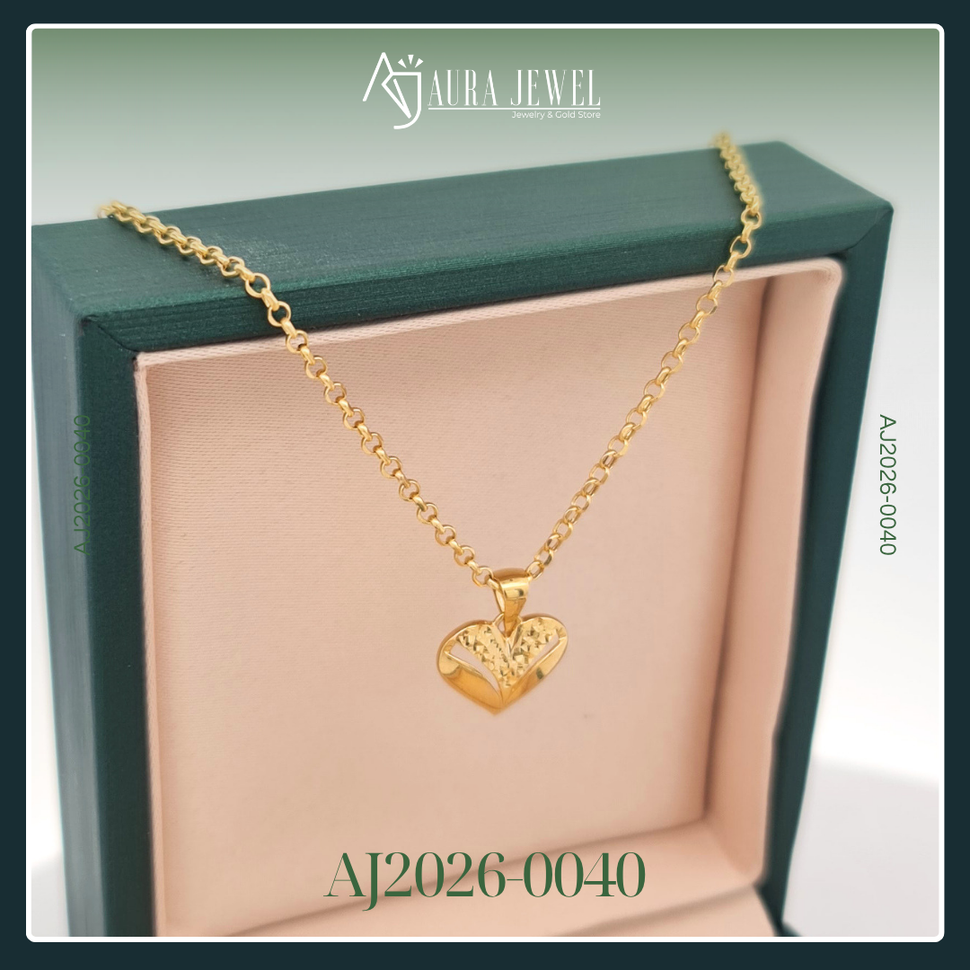 18 Karat Pawnable Heart Gold Chain with Pendant - Image 3