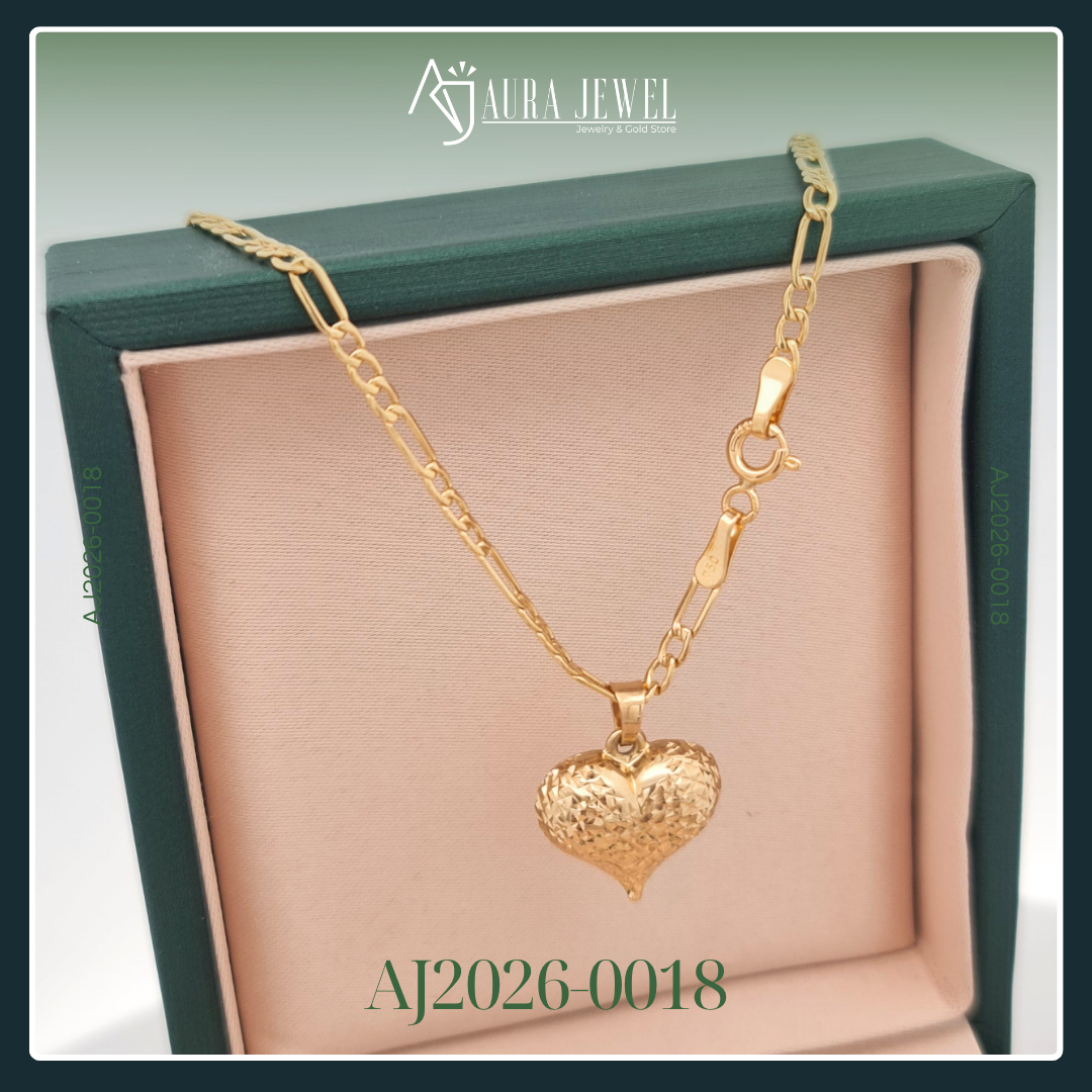 18 Karat Pawnable Heart Gold Chain with Pendant - Image 2