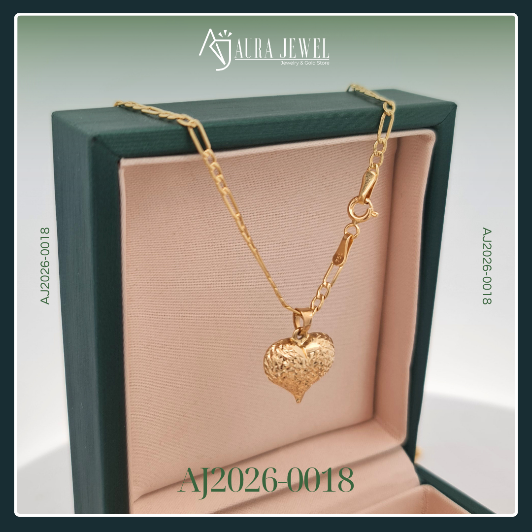 18 Karat Pawnable Heart Gold Chain with Pendant - Image 3